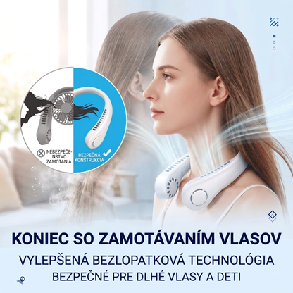 PKNEW®❄️ Prenosný ventilátor na krk🍇, bezlopatkový osobný ventilátor, chladenie typu hands-free na vonkajšie použitie a do kancelárie
