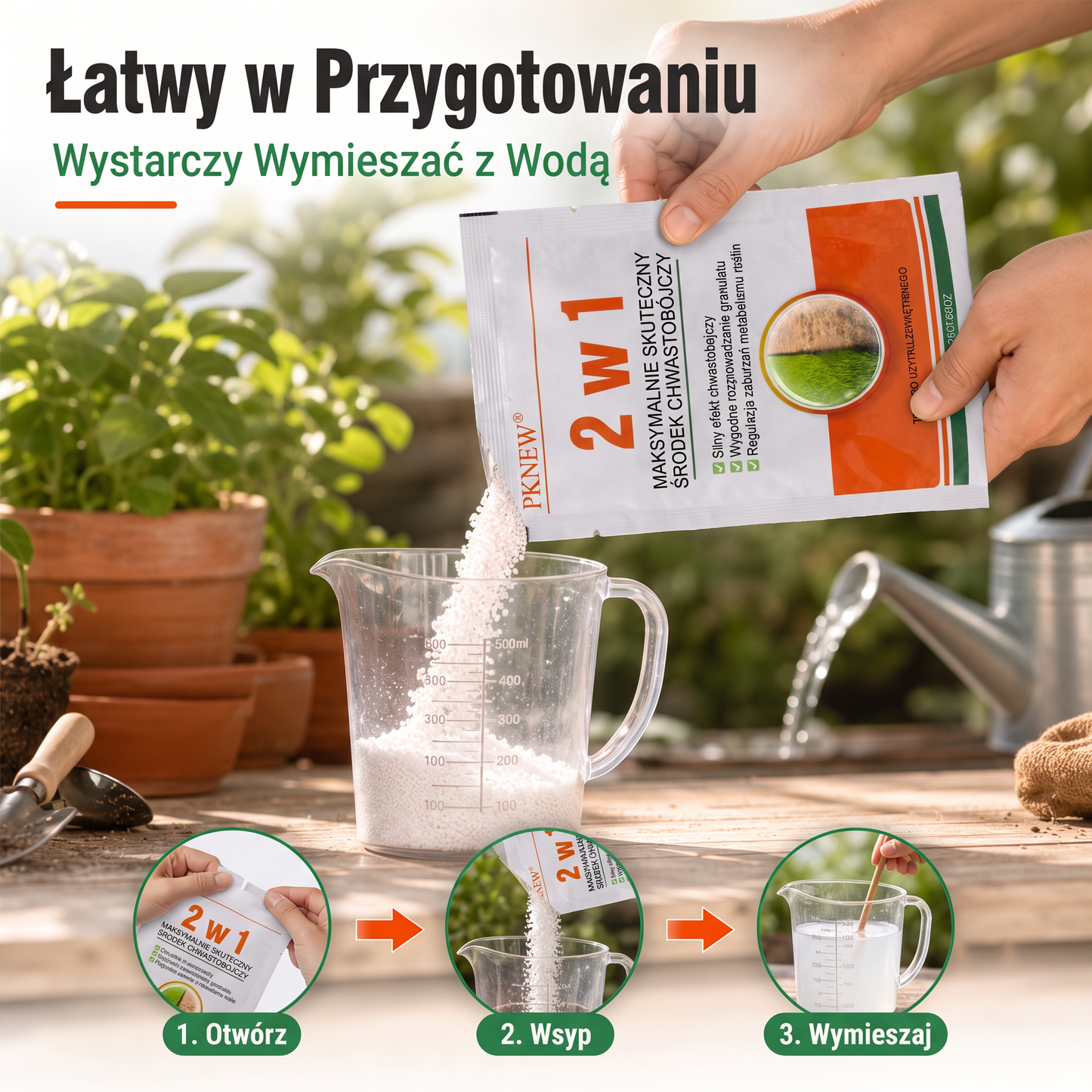 PKNEW® 🌿 Granulowany środek chwastobójczy 2 w 1 Max Power🍇 – widoczne efekty już po 6 godzinach; łatwy do rozpuszczenia w wodzie i przeznaczony do punktowego stosowania na fugach, ścieżkach, przy ogrodzeniach oraz na powierzchniach żwirowych.