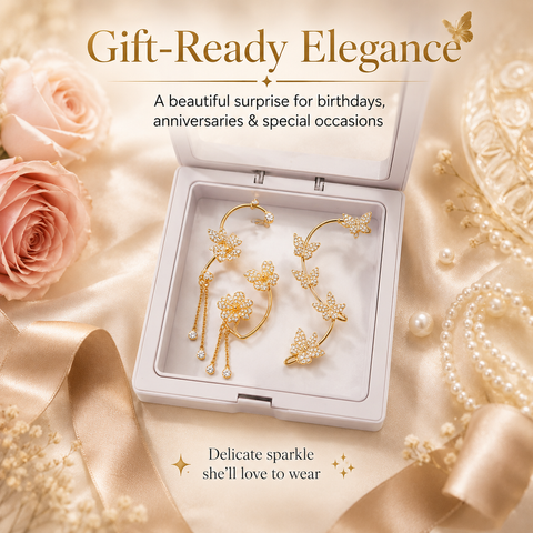 Ear Cuff de Mariposa Premium 🦋 — Hipoalergénico, Libre de Níquel y Plomo | Diseño de Clip Cómodo para Orejas Sensibles 💎
