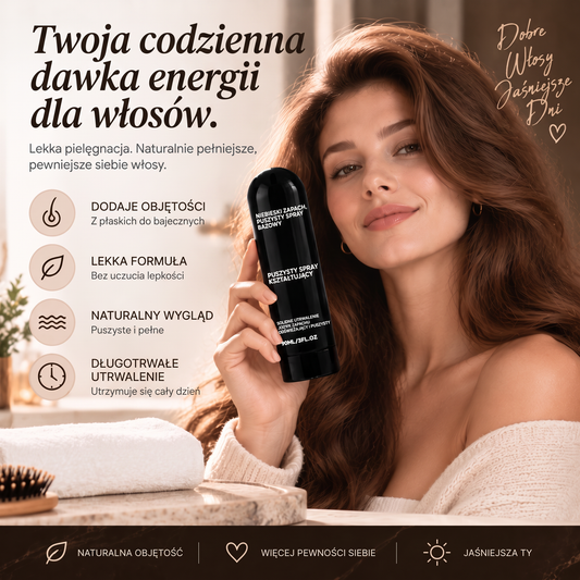 Vitalisys®🍇 Fluffy Hair – Modelujący spray zwiększający objętość włosów – lekka formuła dodająca objętości od nasady, zapewniająca naturalny ruch włosów i delikatny brzoskwiniowy zapach 👸