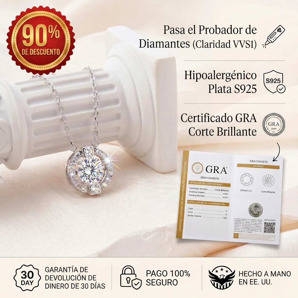 Lujo que puedes sentir — Collar 'Corazón Latiente' de Moissanita de 1CT con brillo de nivel diamante 💎