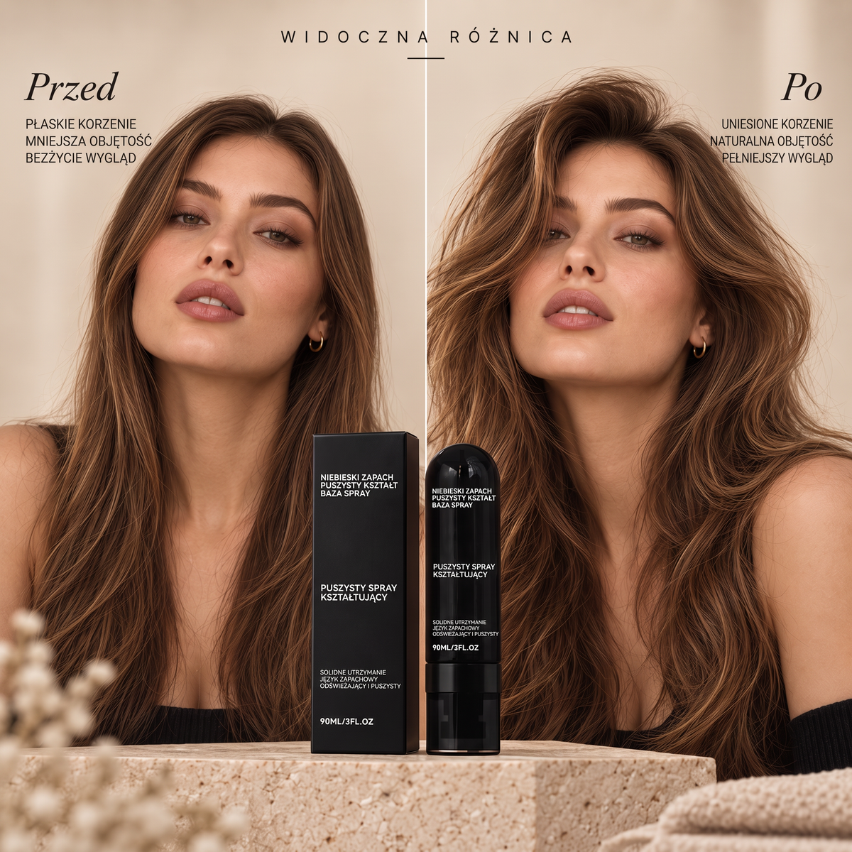 Vitalisys®🍇 Fluffy Hair – Modelujący spray zwiększający objętość włosów – lekka formuła dodająca objętości od nasady, zapewniająca naturalny ruch włosów i delikatny brzoskwiniowy zapach 👸