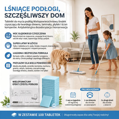 PKNEW®🫧 Tabletki do mycia podłóg🍇 – Uniwersalny środek czyszczący do drewna, paneli, płytek i ścian w przyczepach kempingowych. O działaniu antybakteryjnym.