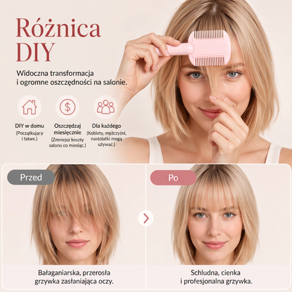 PKNEW®✂️ Zadbaj o fryzurę 🍇 4-funkcyjny grzebień do przycinania i cieniowania włosów – łatwe strzyżenie grzywki, modelowanie i stylizacja w domu 🎁