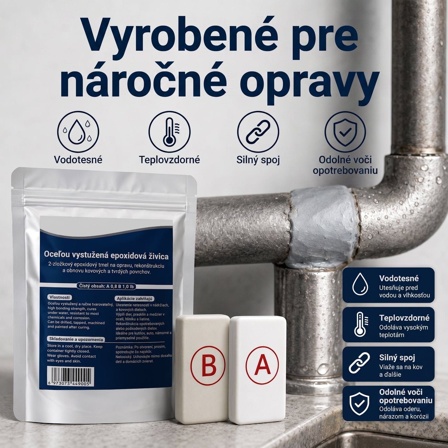 PKNEW®  Oceľou vystužený epoxidový opravný tmel — Univerzálne lepidlo na kov, drevo a plast🍅