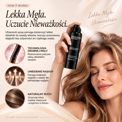 Vitalisys®🍇 Fluffy Hair – Modelujący spray zwiększający objętość włosów – lekka formuła dodająca objętości od nasady, zapewniająca naturalny ruch włosów i delikatny brzoskwiniowy zapach 👸