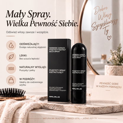 Vitalisys®🍇 Fluffy Hair – Modelujący spray zwiększający objętość włosów – lekka formuła dodająca objętości od nasady, zapewniająca naturalny ruch włosów i delikatny brzoskwiniowy zapach 👸
