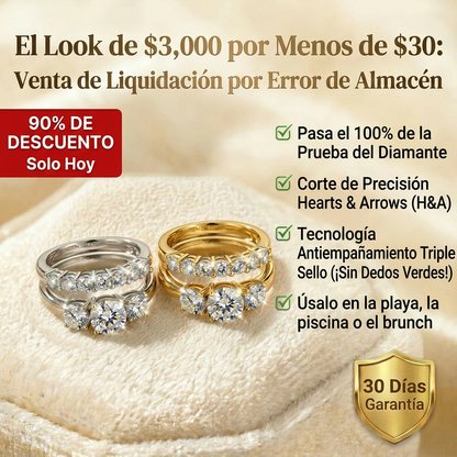 🔥 90% DE DESCUENTO: Juego de anillos apilables con 💎moissanita impecable de 1.5 quilates, color D, corte preciso Corazones y Flechas, apto para viajes, en plata 925 chapada en oro de 14K