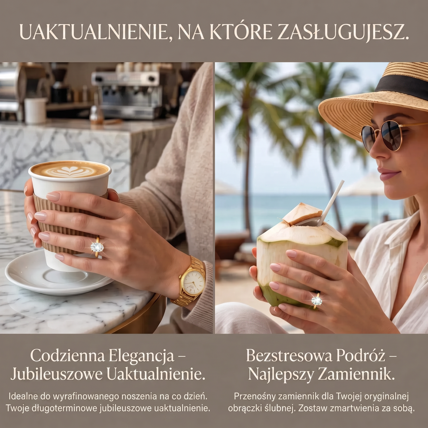 Pierścionek idealny na całe życie: Dwukolorowy pierścionek typu solitaire z brylantem o szlifie owalnym i oprawą z litego złota próby 14K – Wyprzedaż w ostatnim dniu: -90% 🔥