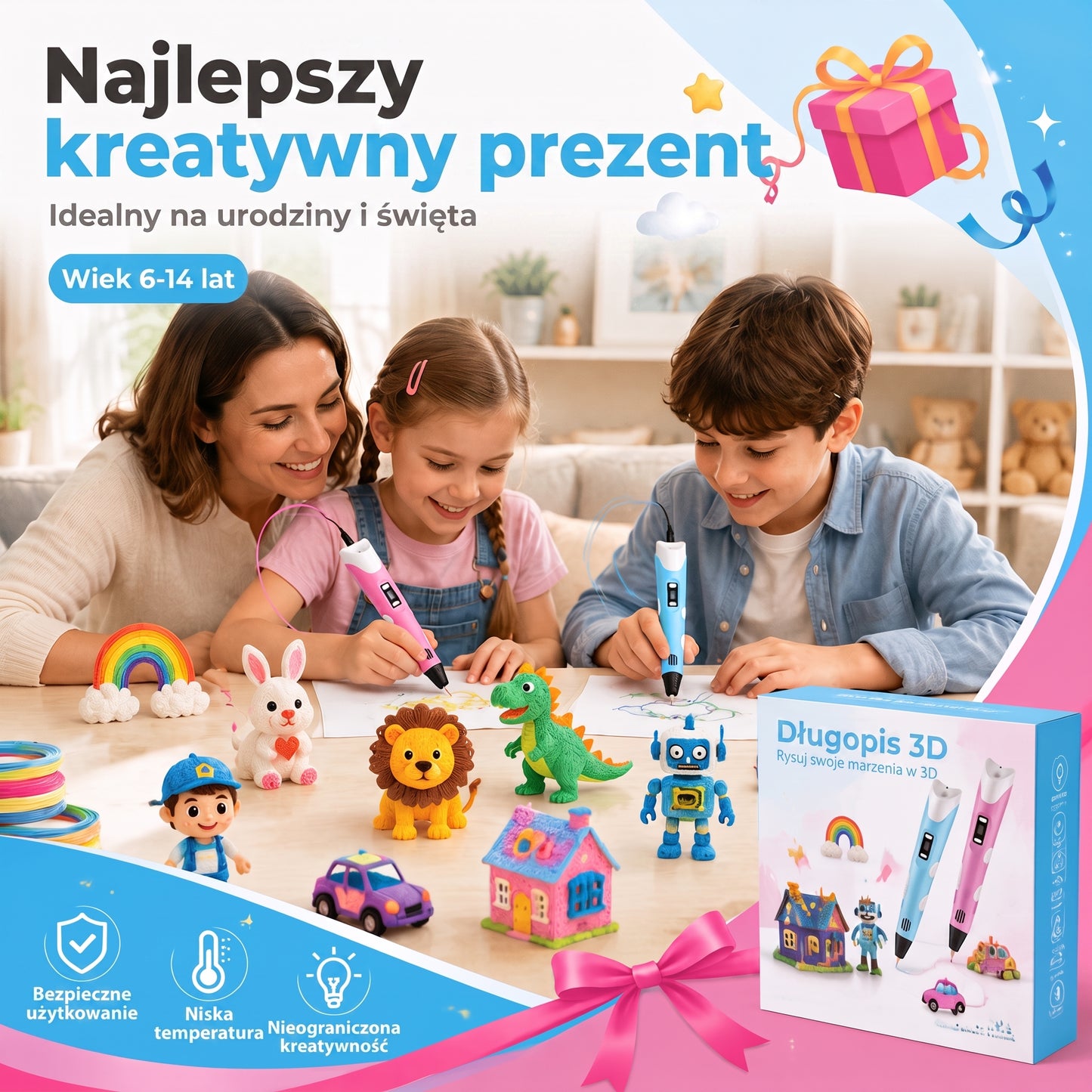 70% SLEVA DNES🎃PKNEW® 3D tiskové pero pro děti – bezpečné pro nízké teploty, netoxické a ekologické vlákno, podněcuje kreativitu
