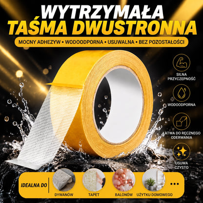 PKNEW® Wytrzymała taśma dwustronna🍇, mocny klej, wodoodporna i usuwalna, bez śladów, idealna do dywanów, tapet, balonów i użytku domowego 🔥