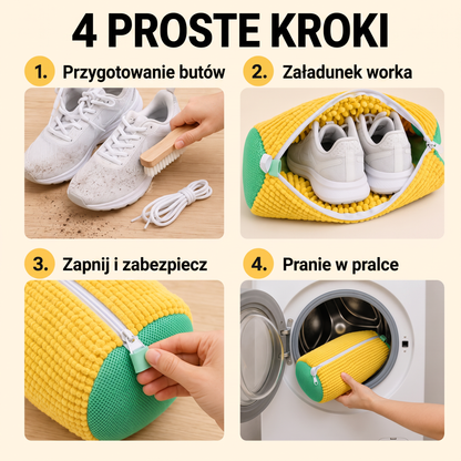 PKNEW®🍈 Worek do prania butów 360° z mikrofibry szenilowej👟 – delikatniejsze pranie bez szorowania ręcznego, z ukrytym zamkiem błyskawicznym; idealny do sneakersów, butów sportowych i dziecięcych 💕