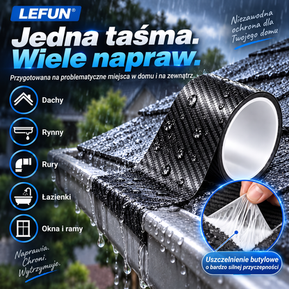 LEFUN® 💧 Wyjątkowo mocna taśma wodoodporna🍇 – warstwa ochronna o wyglądzie karbonu + uszczelka butylowa chroniąca przed przeciekami i wilgocią