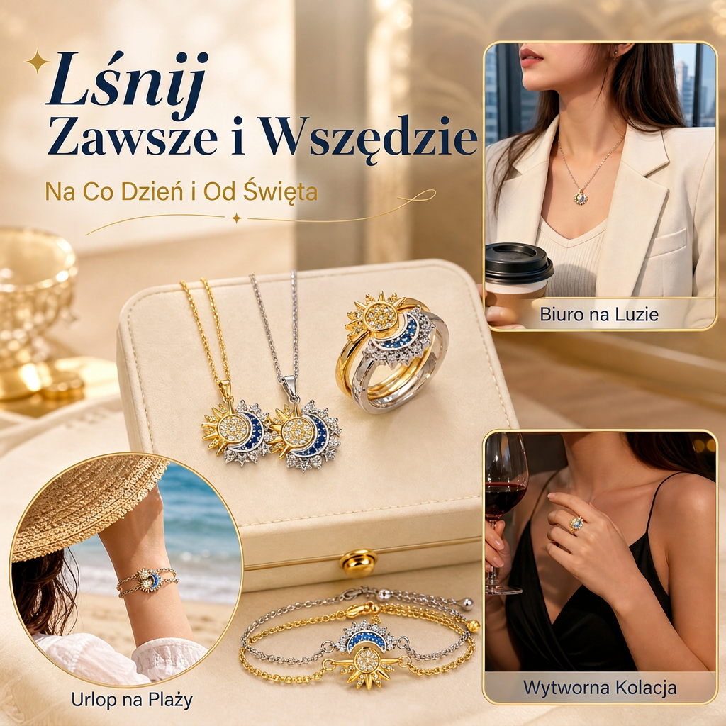 🔥Magnetyczny zestaw biżuterii Słońce i Księżyc – Dwie dusze, jedna więź☀️🌙