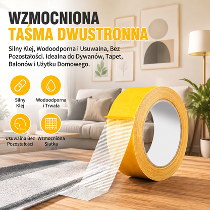 PKNEW® Wytrzymała taśma dwustronna🍇, mocny klej, wodoodporna i usuwalna, bez śladów, idealna do dywanów, tapet, balonów i użytku domowego 🔥