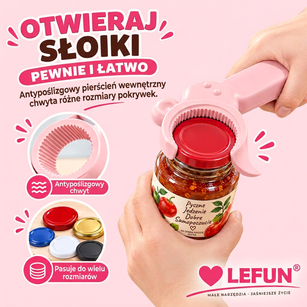 LEFUN® 🍇 Otwieracz 4 w 1 – Otwórz każdą pokrywkę bez zbędnego wysiłku.
