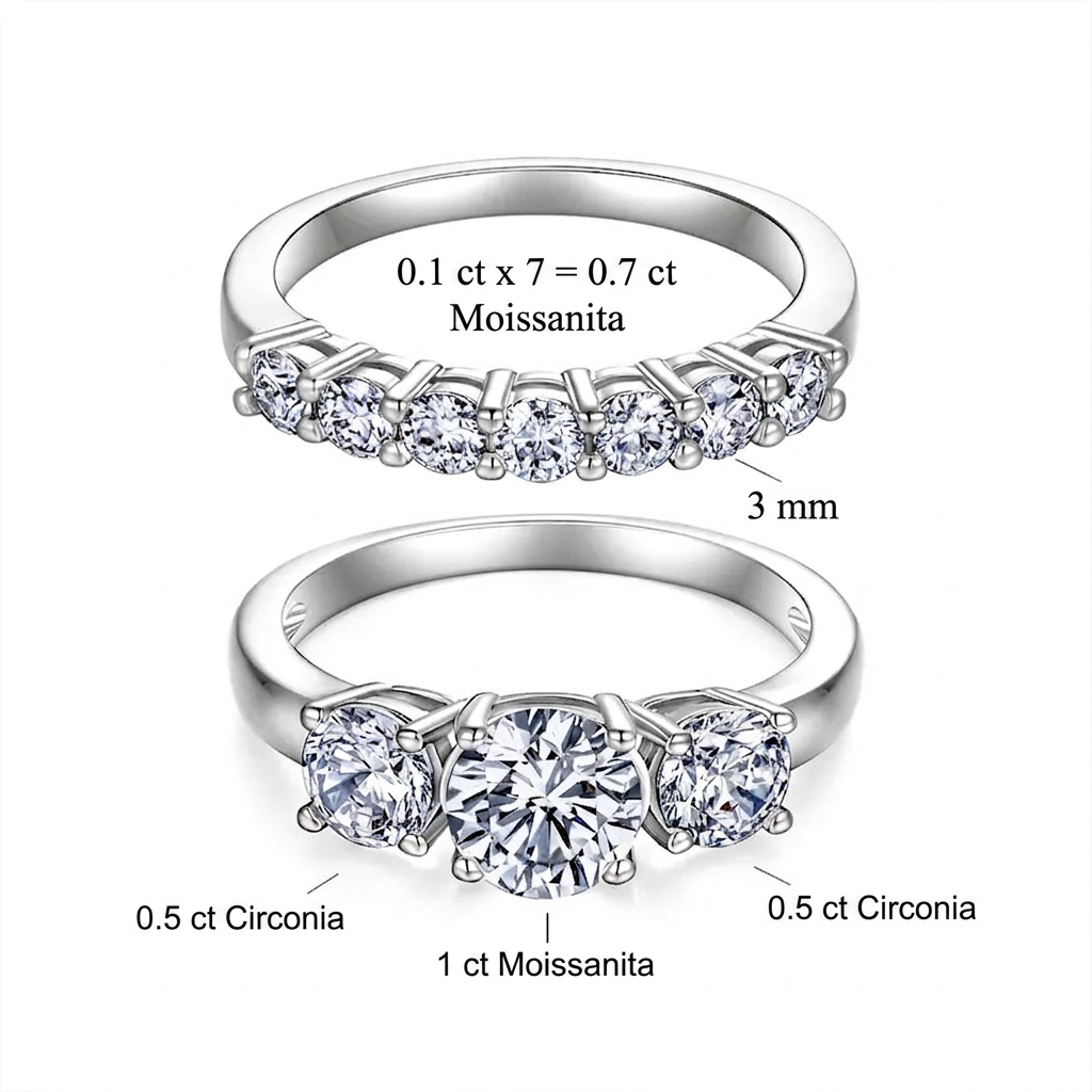 🔥 90% DE DESCUENTO: Juego de anillos apilables con 💎moissanita impecable de 1.5 quilates, color D, corte preciso Corazones y Flechas, apto para viajes, en plata 925 chapada en oro de 14K