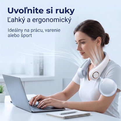 PKNEW®❄️ Prenosný ventilátor na krk🍇, bezlopatkový osobný ventilátor, chladenie typu hands-free na vonkajšie použitie a do kancelárie