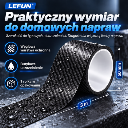 LEFUN® 💧 Wyjątkowo mocna taśma wodoodporna🍇 – warstwa ochronna o wyglądzie karbonu + uszczelka butylowa chroniąca przed przeciekami i wilgocią