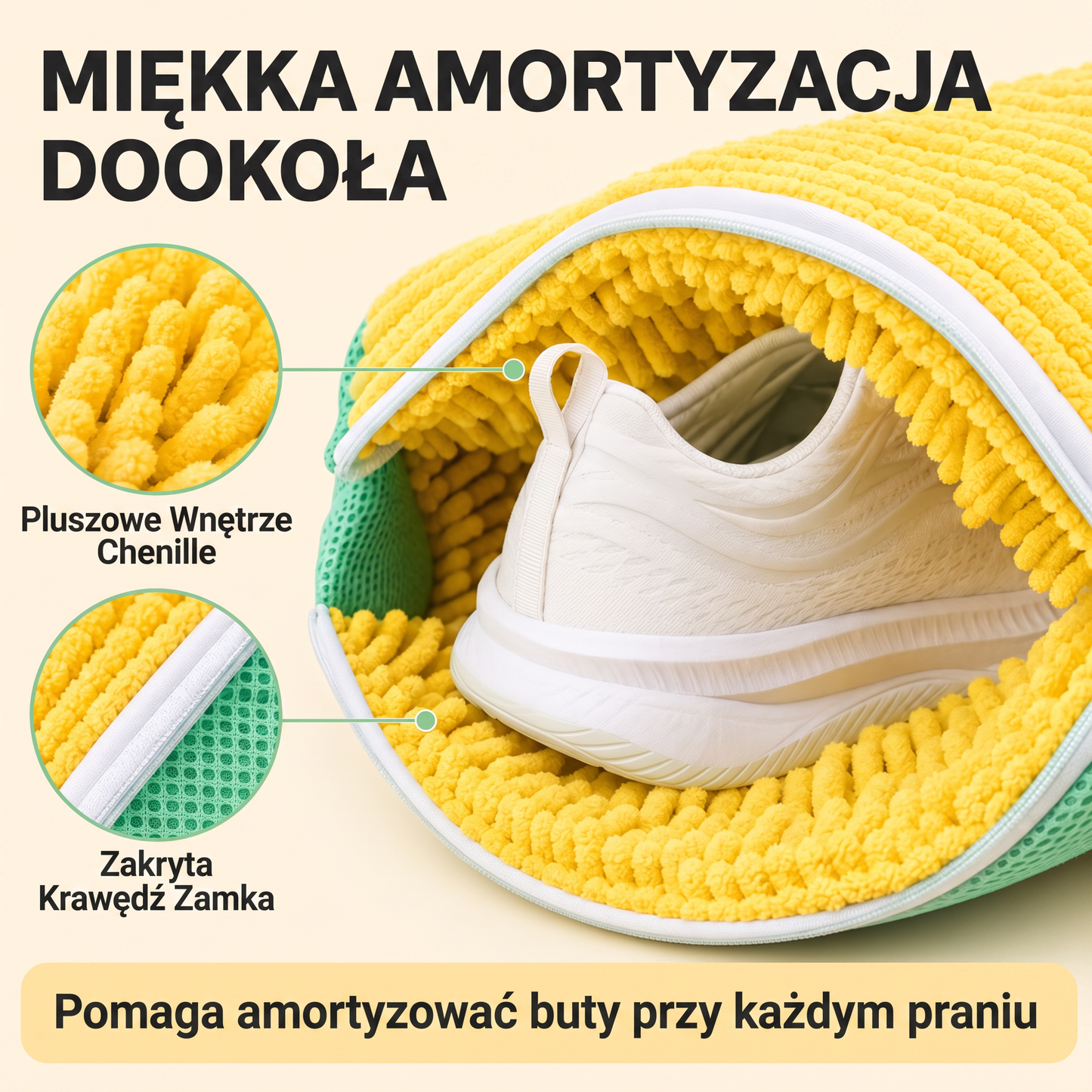 PKNEW®🍈 Worek do prania butów 360° z mikrofibry szenilowej👟 – delikatniejsze pranie bez szorowania ręcznego, z ukrytym zamkiem błyskawicznym; idealny do sneakersów, butów sportowych i dziecięcych 💕