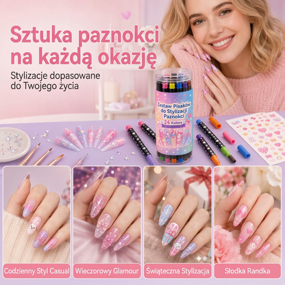 OSTATNI DZIEŃ · 50% ZNIŻKI 🌈 Zestaw 24 dwustronnych pisaków do zdobienia paznokci 💕