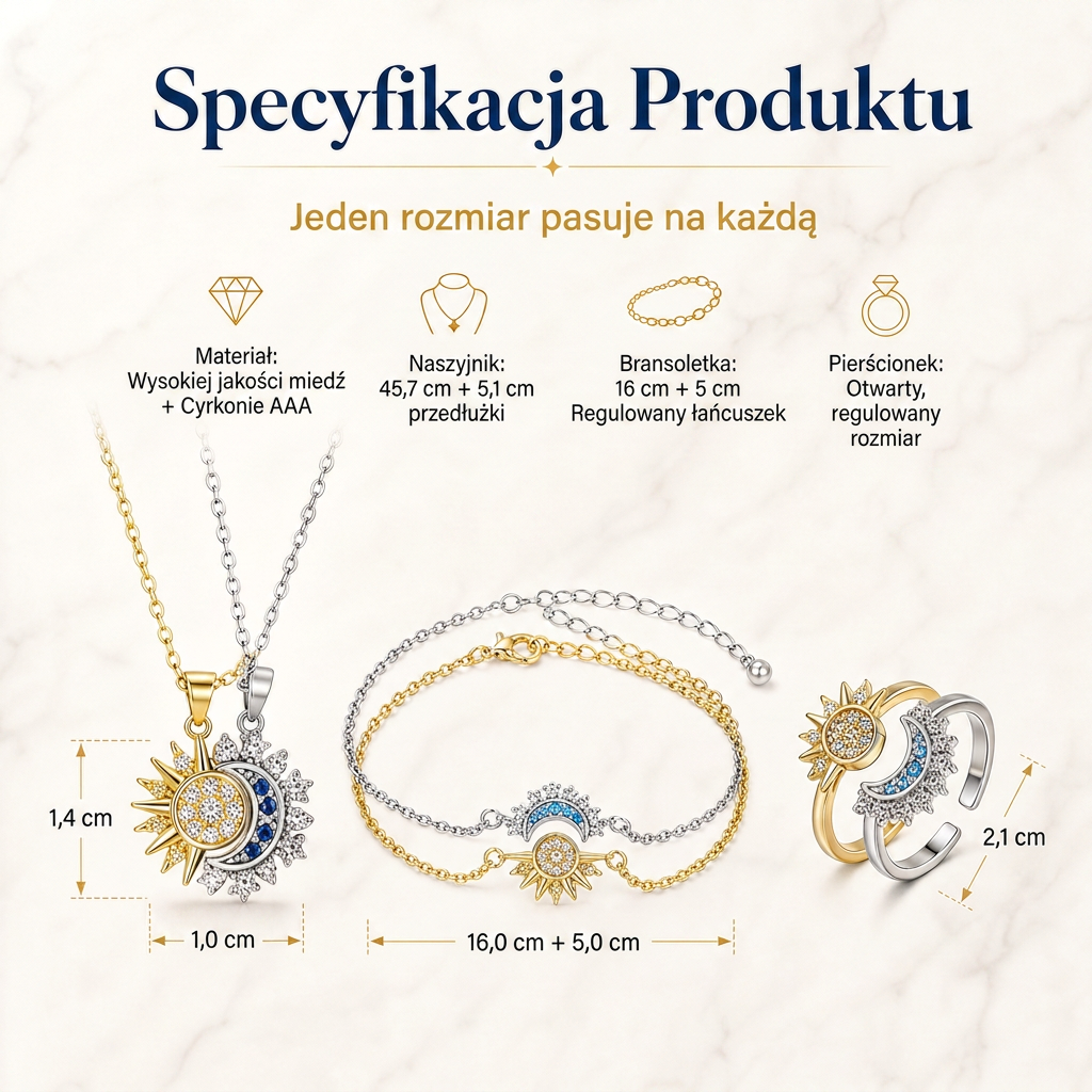 🔥Magnetyczny zestaw biżuterii Słońce i Księżyc – Dwie dusze, jedna więź☀️🌙