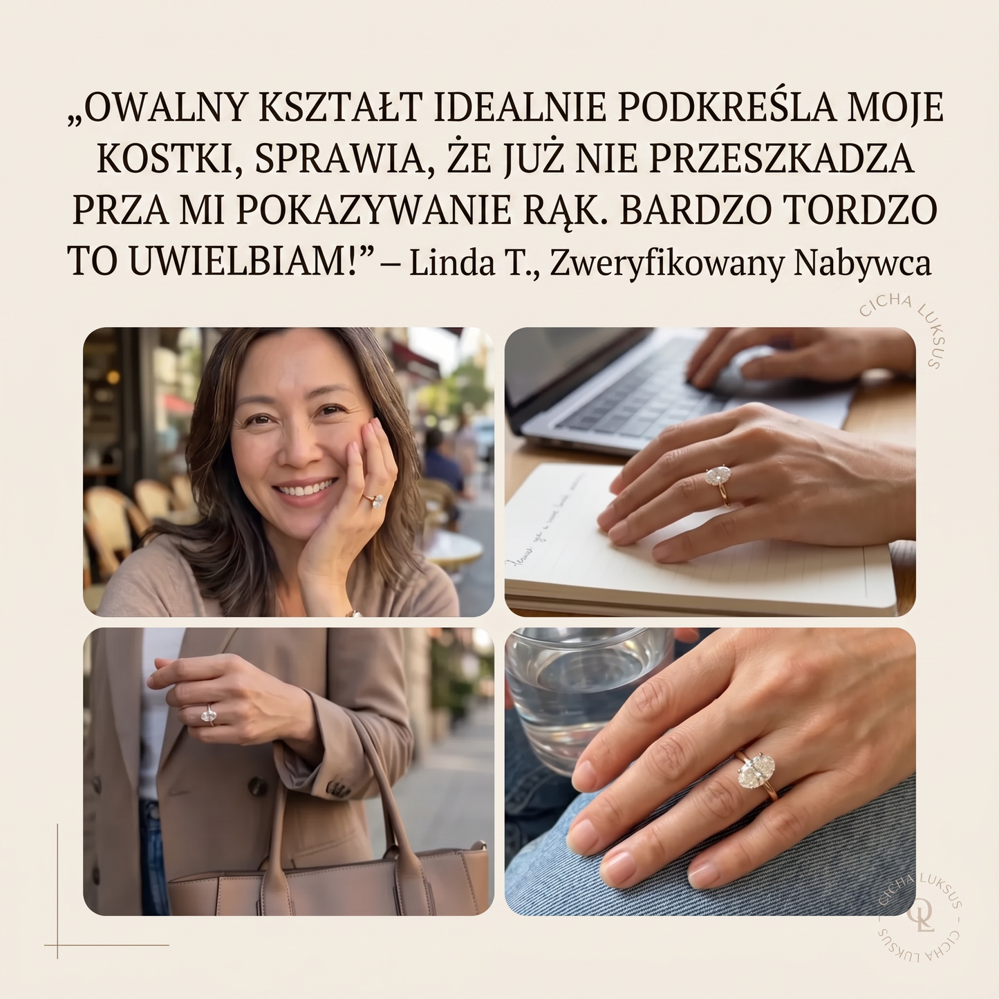 Pierścionek idealny na całe życie: Dwukolorowy pierścionek typu solitaire z brylantem o szlifie owalnym i oprawą z litego złota próby 14K – Wyprzedaż w ostatnim dniu: -90% 🔥