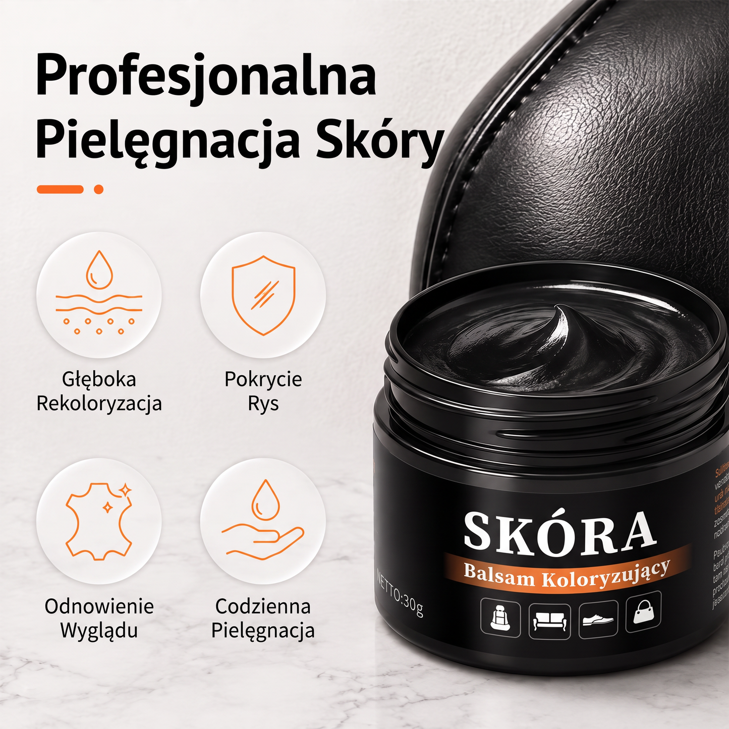 PKNEW®🎨 Intenzív Bőr Színhelyreállító Balzsam✨ – Felfrissíti a kifakult megjelenést, egységesíti a színt és segít elfedni a cipők, ülések, kézitáskák és autósülések karcolásait 💕