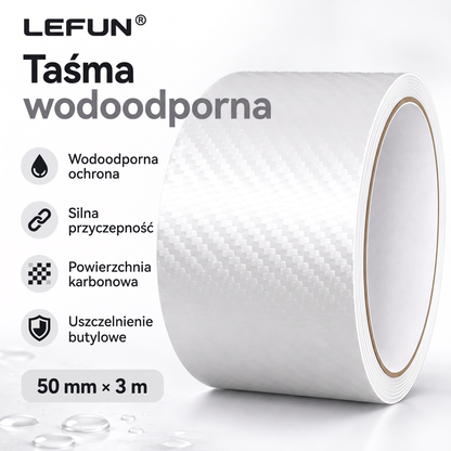 LEFUN® 💧 Wyjątkowo mocna taśma wodoodporna🍇 – warstwa ochronna o wyglądzie karbonu + uszczelka butylowa chroniąca przed przeciekami i wilgocią