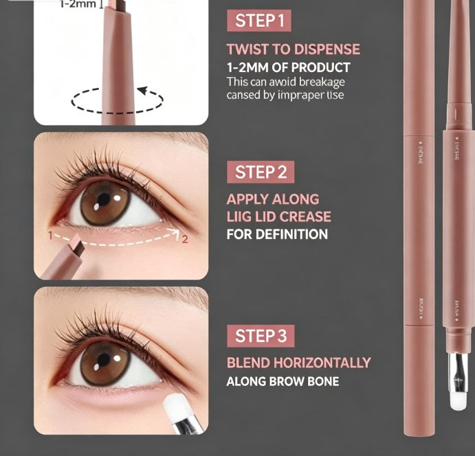 Bicolor Eyebrightener & Contour Stick - Nude Pink Matte Under-Eye Highlighting Pencil, Natural Lying Silkworm Shadow Pen for 3D Eye Makeup
