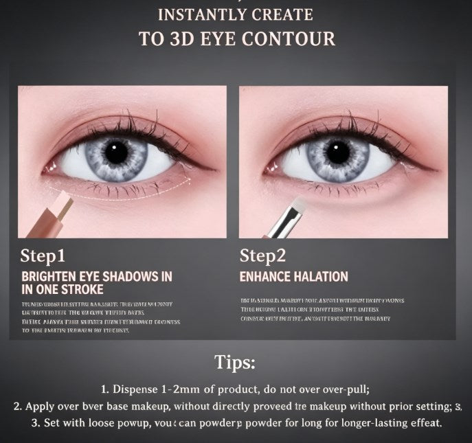 Bicolor Eyebrightener & Contour Stick - Nude Pink Matte Under-Eye Highlighting Pencil, Natural Lying Silkworm Shadow Pen for 3D Eye Makeup