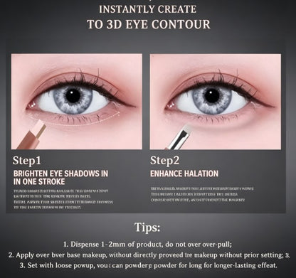 Bicolor Eyebrightener & Contour Stick - Nude Pink Matte Under-Eye Highlighting Pencil, Natural Lying Silkworm Shadow Pen for 3D Eye Makeup