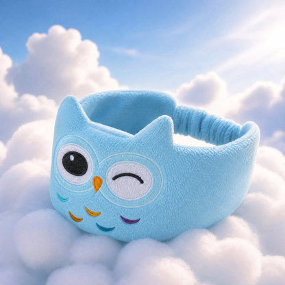 Blueshot® 🍇Audífonos Bluetooth de Diadema para Niños, 🦉 Suaves de Tela Polar para Dormir y Viajar, Audio Inalámbrico con Límite de Volumen, Diadema Lavable de Animalitos para Pequeños y Niños