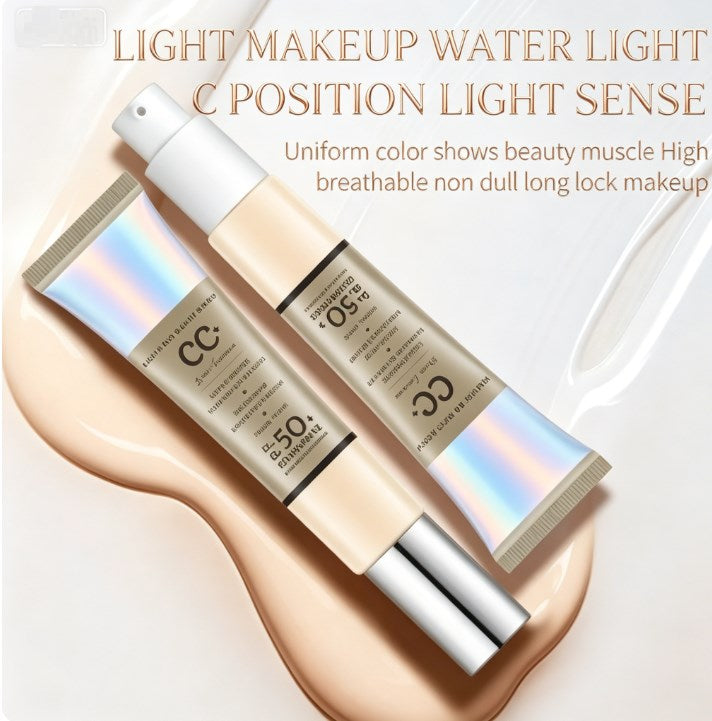 Hydrating CC Cream with SPF 50+ Sun Protection - 3-in-1 Tinted Moisturizer, Brightening Liquid Foundation & Waterproof Concealer Primer