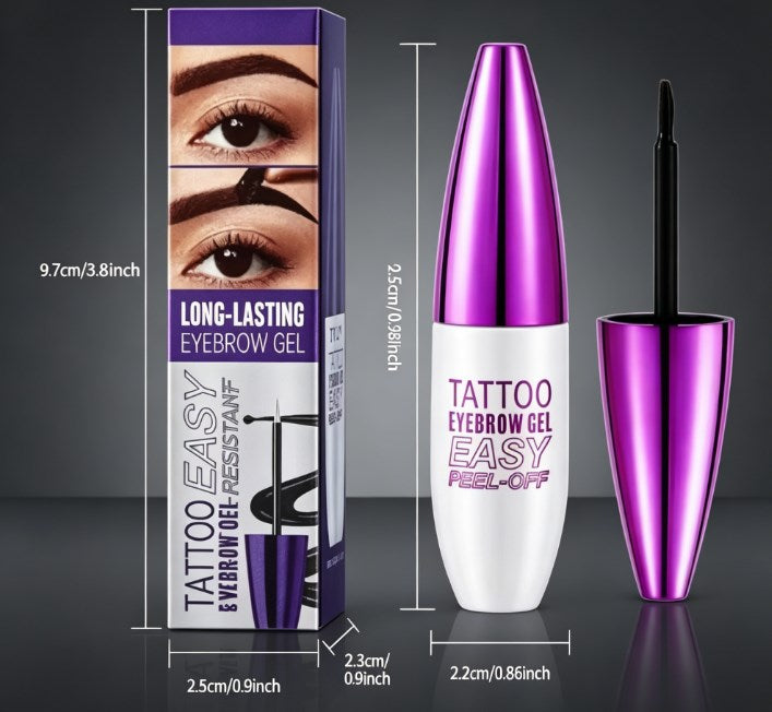 Semi-Permanent Peel Off Eyebrow Gel Tint - Long Wear Waterproof Brow Tattoo Makeup, 3 Natural Shades, No Smudging