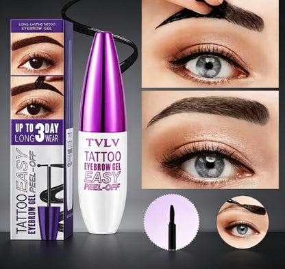 Semi-Permanent Peel Off Eyebrow Gel Tint - Long Wear Waterproof Brow Tattoo Makeup, 3 Natural Shades, No Smudging