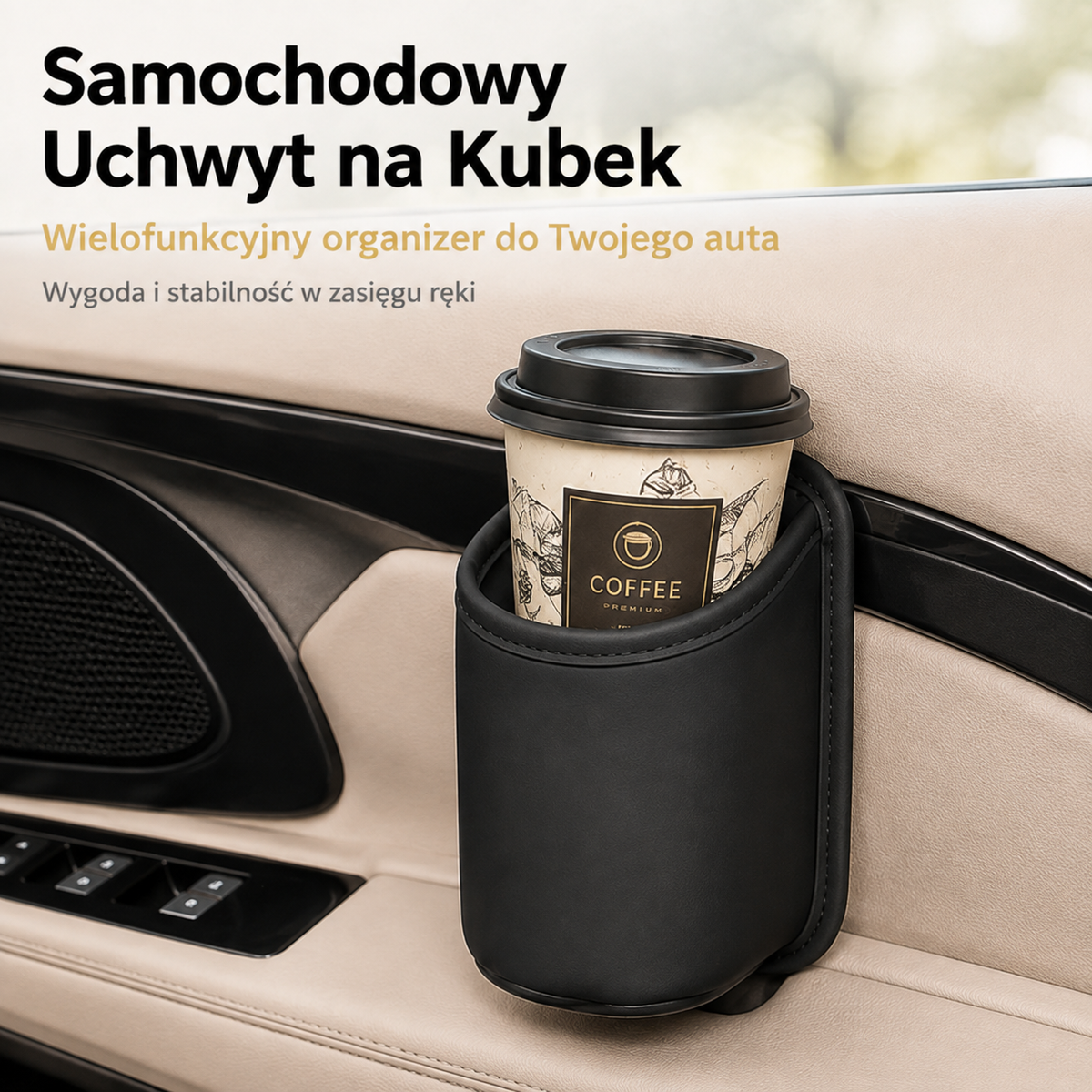 LEFUN® 🥤Prawdziwa skóra Samochodowy uchwyt na kubek akcesorium; wielofunkcyjny organizer na butelkę z wodą🔥uniwersalny schowek do wnętrza samochodu