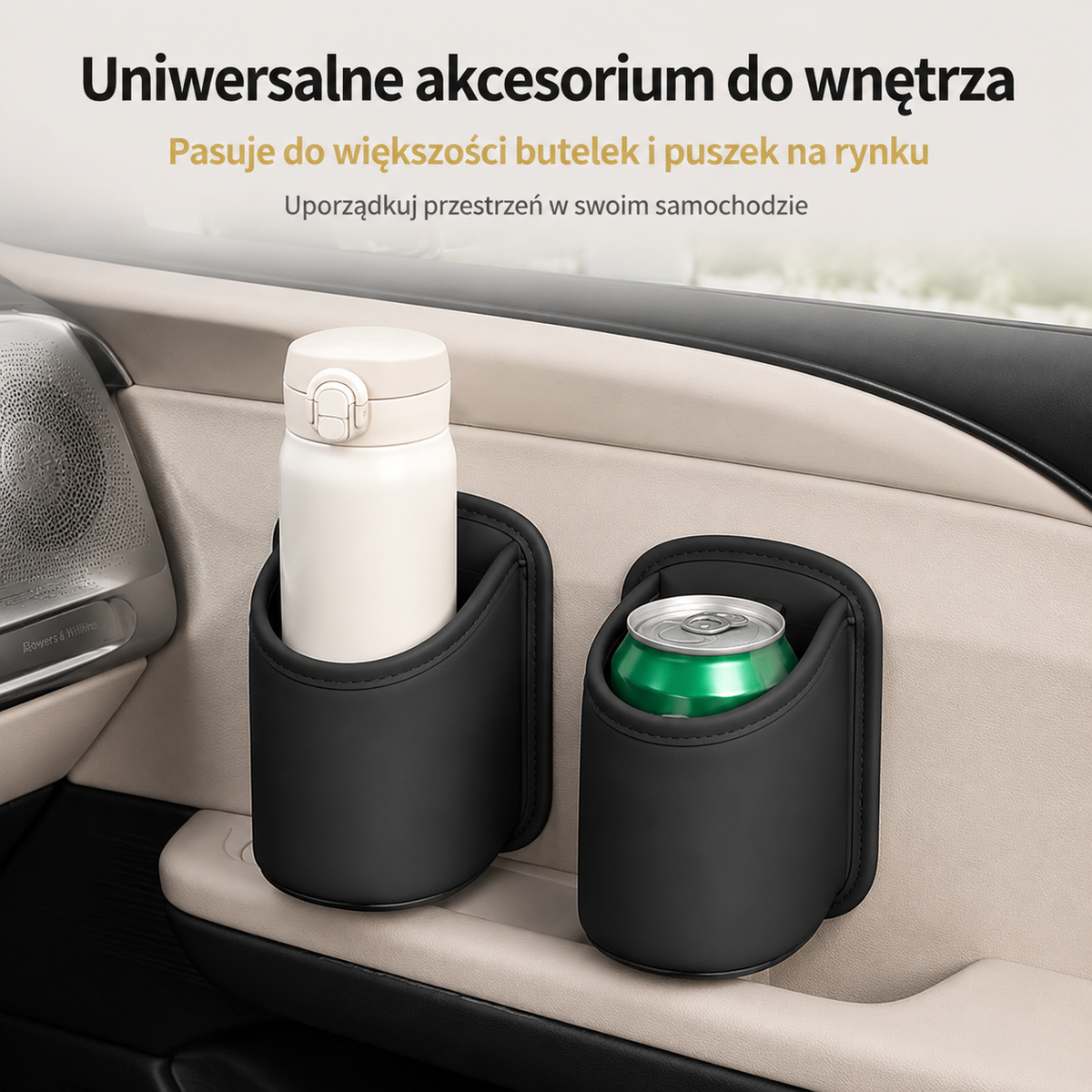 LEFUN® 🥤Prawdziwa skóra Samochodowy uchwyt na kubek akcesorium; wielofunkcyjny organizer na butelkę z wodą🔥uniwersalny schowek do wnętrza samochodu