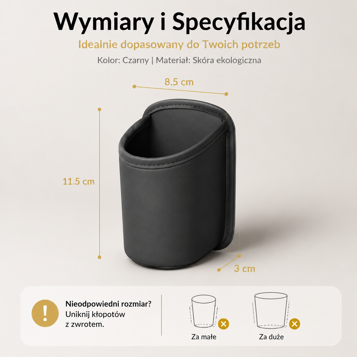 LEFUN® 🥤Prawdziwa skóra Samochodowy uchwyt na kubek akcesorium; wielofunkcyjny organizer na butelkę z wodą🔥uniwersalny schowek do wnętrza samochodu
