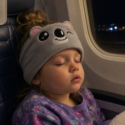 Blueshot® 🍇Audífonos Bluetooth de Diadema para Niños, 🦉 Suaves de Tela Polar para Dormir y Viajar, Audio Inalámbrico con Límite de Volumen, Diadema Lavable de Animalitos para Pequeños y Niños
