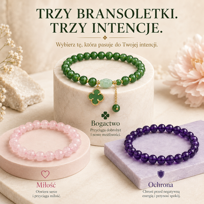 ✨ Kryształowa Bransoletka Szczęścia — Bogactwo • Miłość • Ochrona🍇