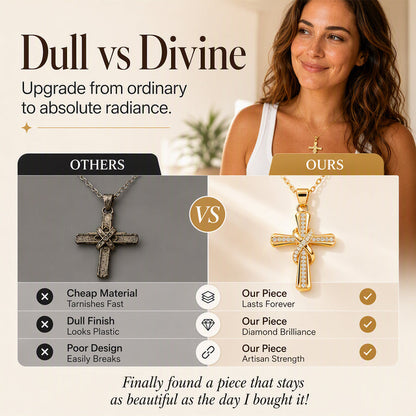 ✨Sparkling Twisted Cross Pendant Necklace – Gold Plated Alloy + Cubic Zirconia