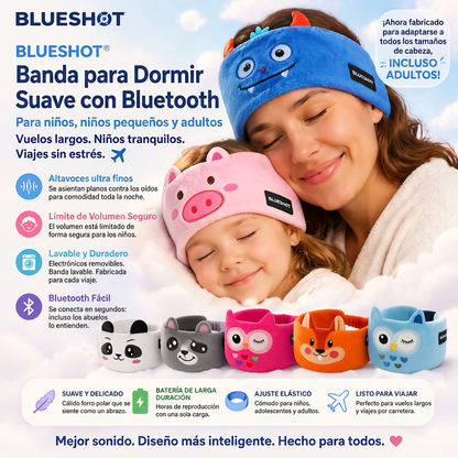 30%OFF🎁Blueshot® 🍈Audífonos Bluetooth de Diadema para Niños, 🦉 Suaves de Tela Polar para Dormir y Viajar, Audio Inalámbrico con Límite de Volumen, Diadema Lavable de Animalitos para Pequeños y Niños